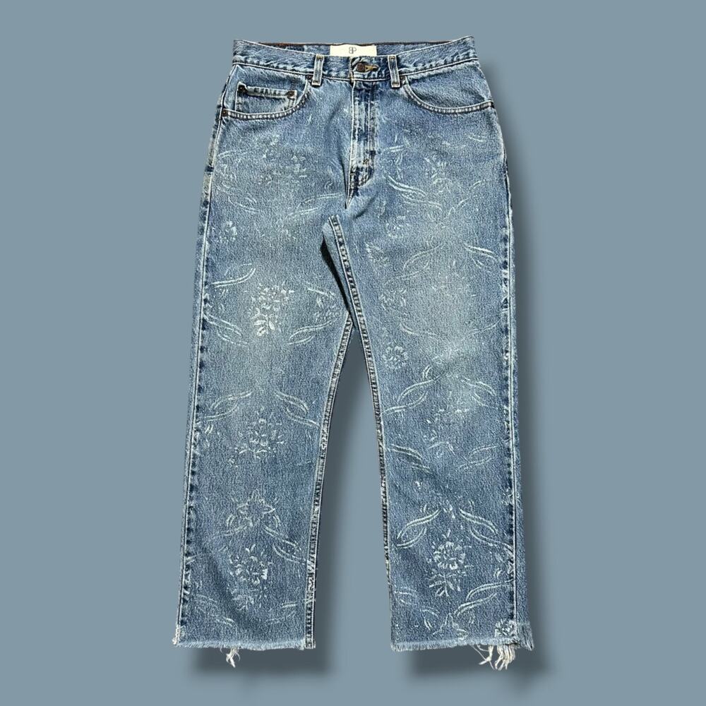 Free People Vintage Levis Jeans Hand Painted Beecher Proch Faded Blue 30x27